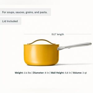 Caraway Nonstick Ceramic Sauce Pan with Lid (3 qt) | Marigold